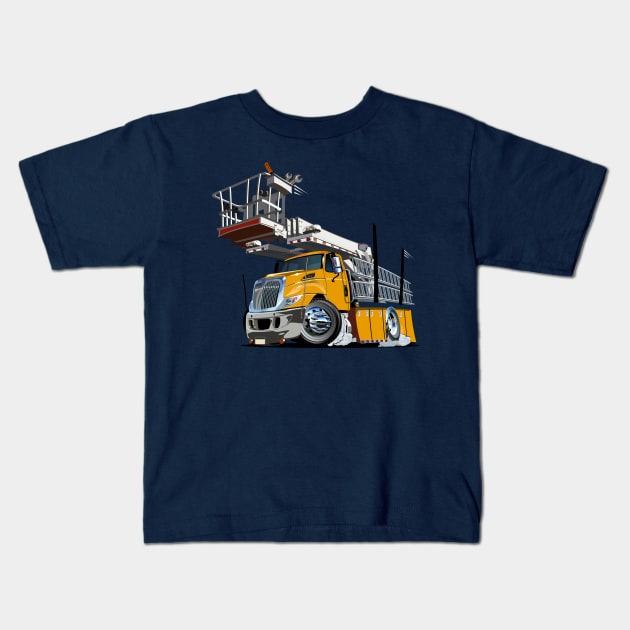 Cartoon Platform Lift Truck Kids T-Shirt by Mechanik